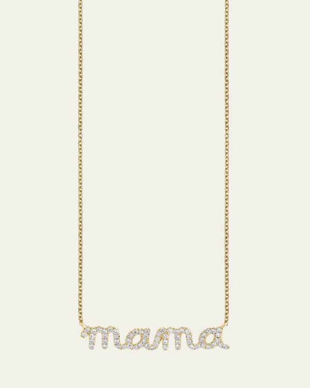 14k Diamond Mama Script Necklace